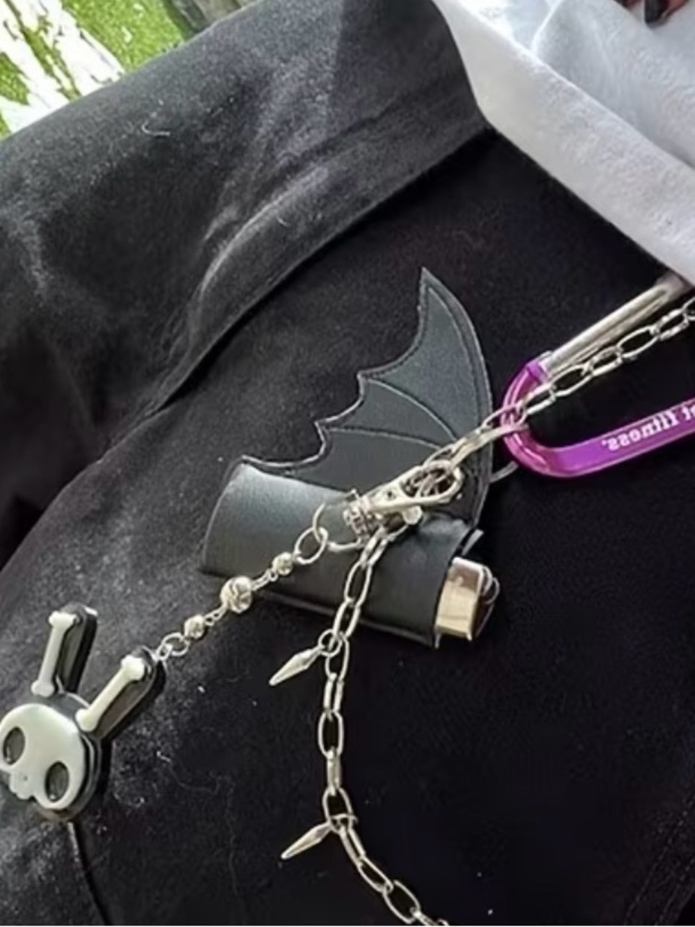Bat Wing Faux Leather Mini Pouch Keychain Holder Black Gothic